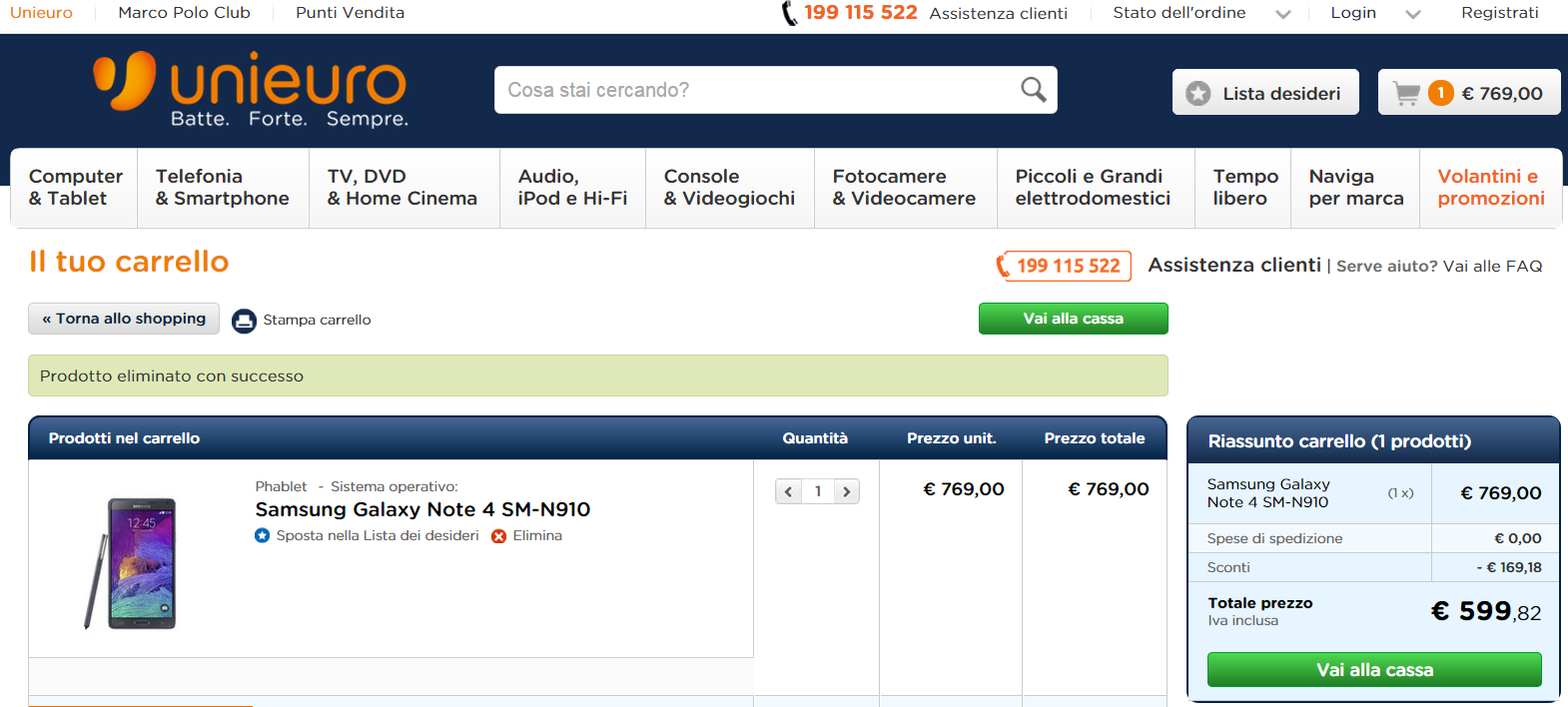 Samsung Galaxy Note 4 a soli 599€ su Unieuro.it