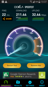 Uno speedtest effettuato sotto copertura 4g+