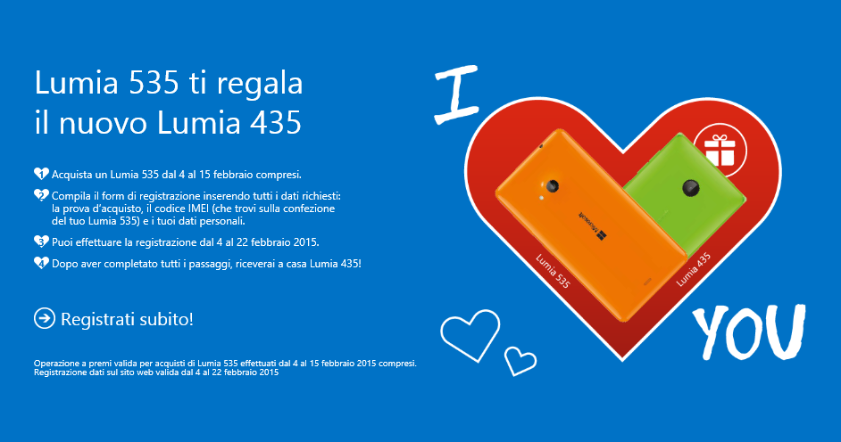 Nokia Lumia 535 ti regala un Lumia 435