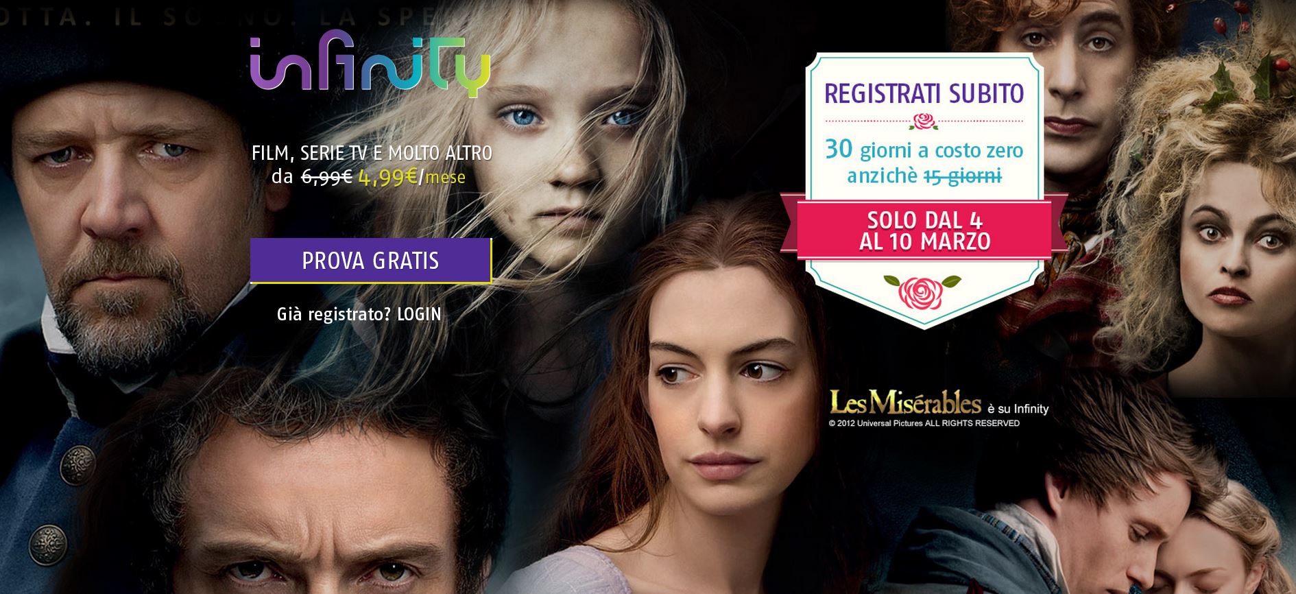 Infinity: per 30 giorni costo zero!