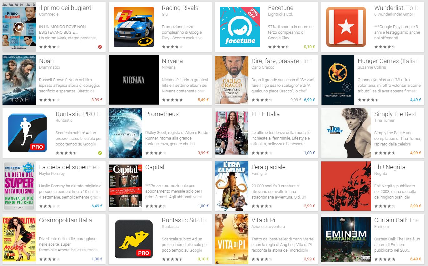 Play Store Google: App a 10 cent e Film Gratis