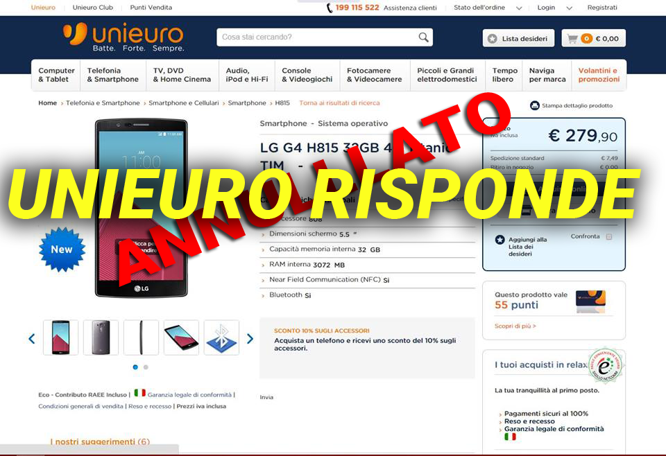 LG G4 a 279€: Unieuro si scusa con gli utenti, le nostre riflessioni
