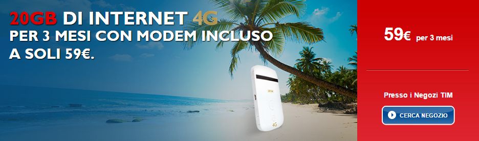 Tim Supergiga, 20GB per l’estate con router 4G