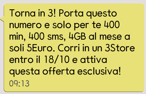 sms - 3 italia - all in 400