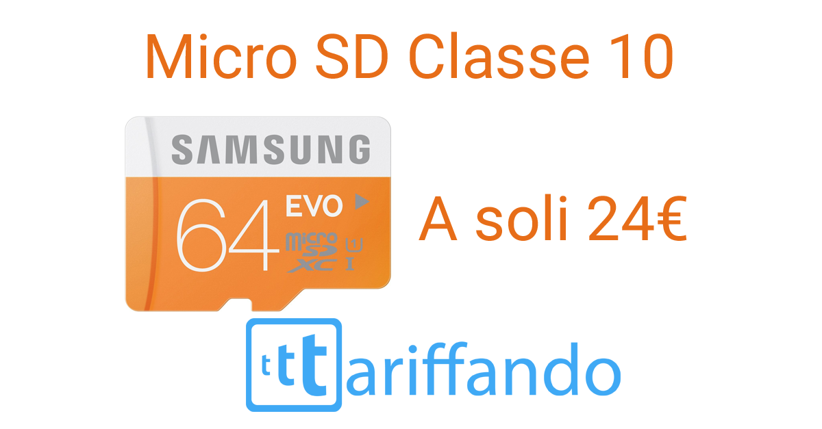 micro sd 64gb samsung offerta 24€