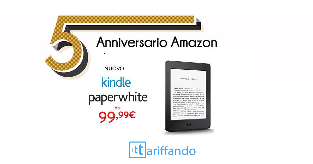 Anniversario Amazon: meno 30€ su Kindle Paperwhite!