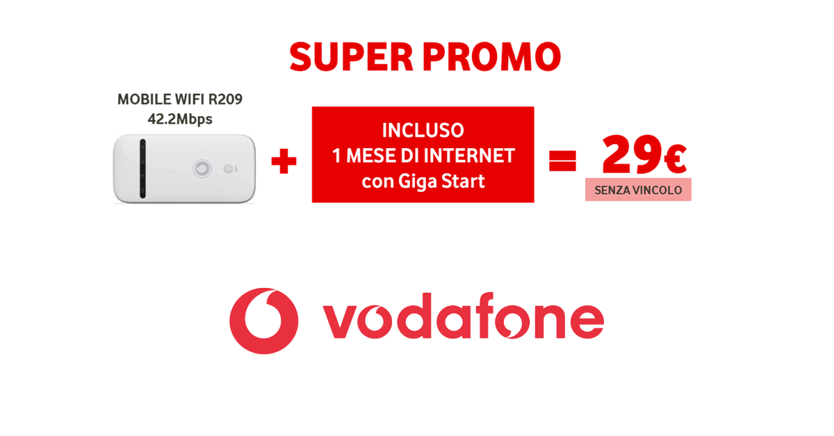 Vodafone, tanti mobile Wi-Fi con un mese di internet a soli 29€ senza vincoli