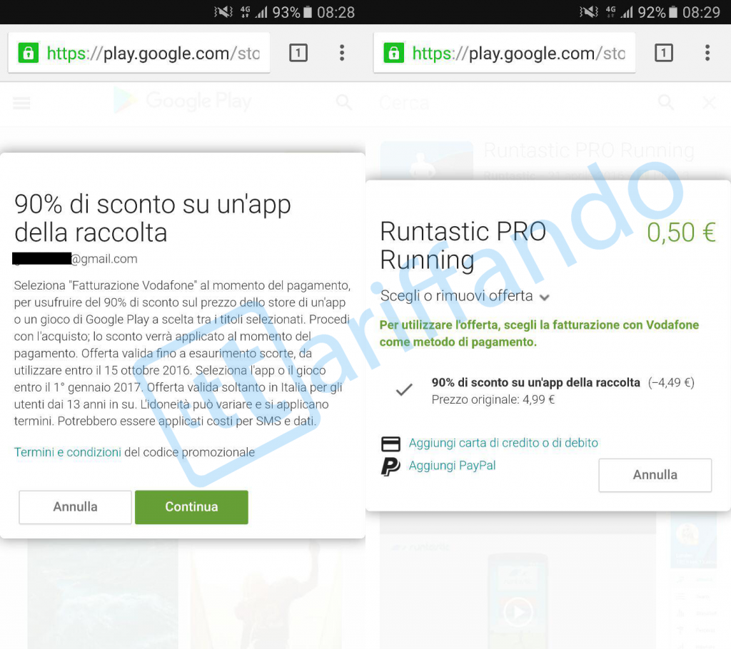 vodafone 90% sconto app android