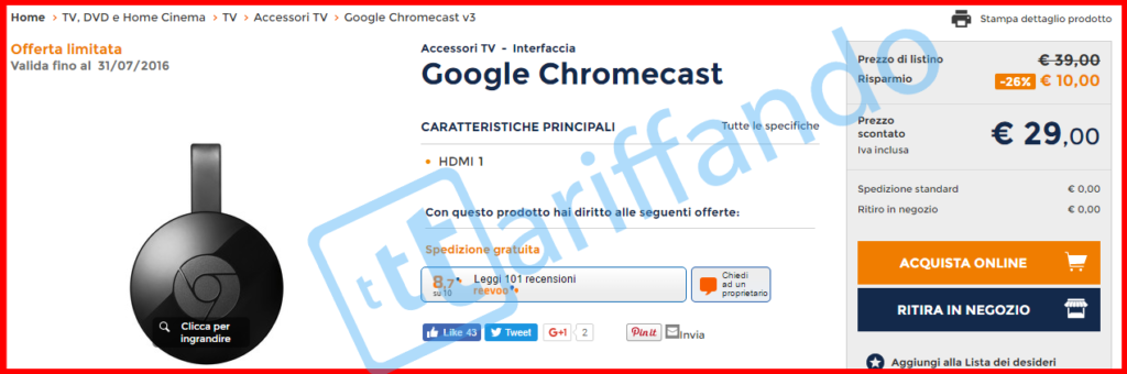 chromecast 29 unieuro