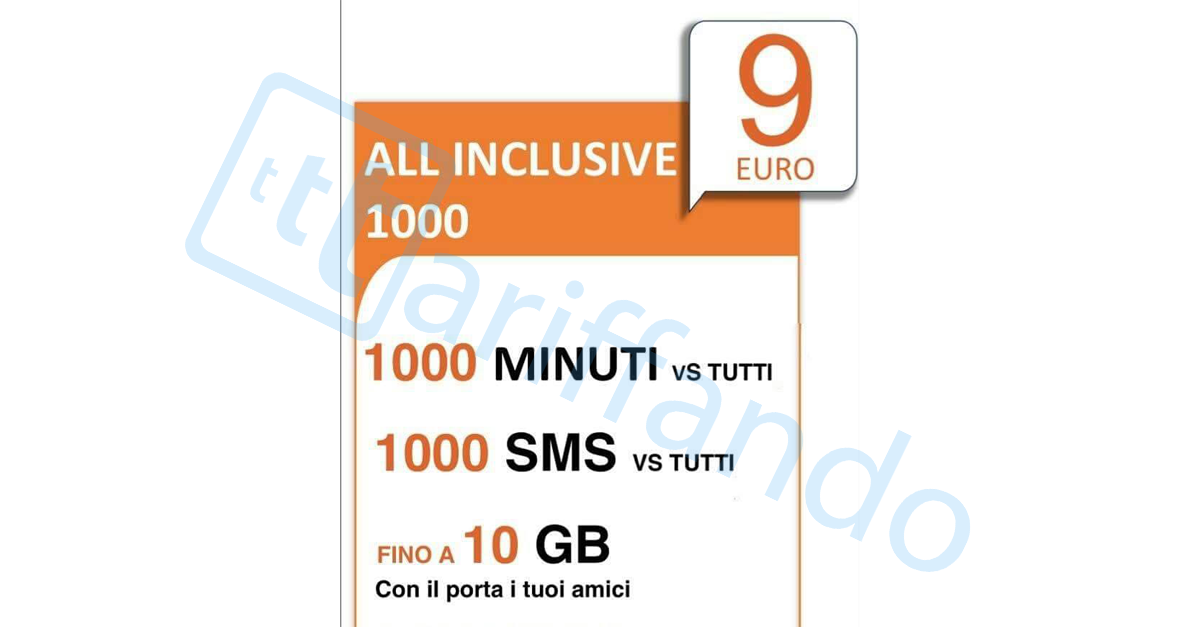 Wind All Inclusive 1000 New offre 1000 minuti, 1000 SMS e 2GB a 9€ con portabilità da tutti i gestori ma solo in alcune città