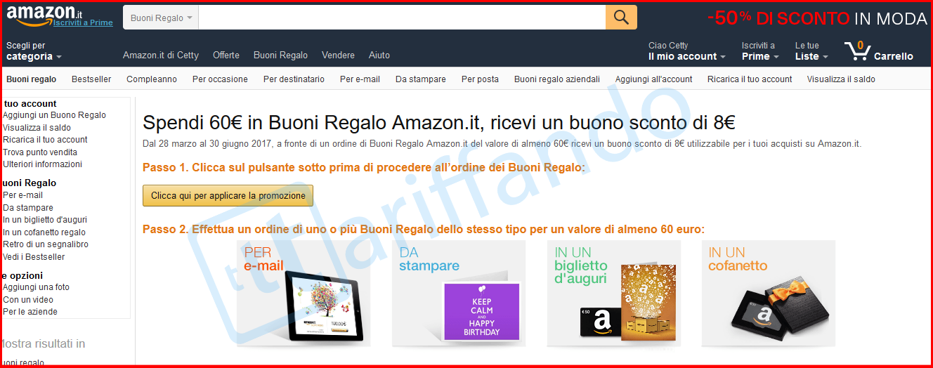 amazon buono regalo 8 euro