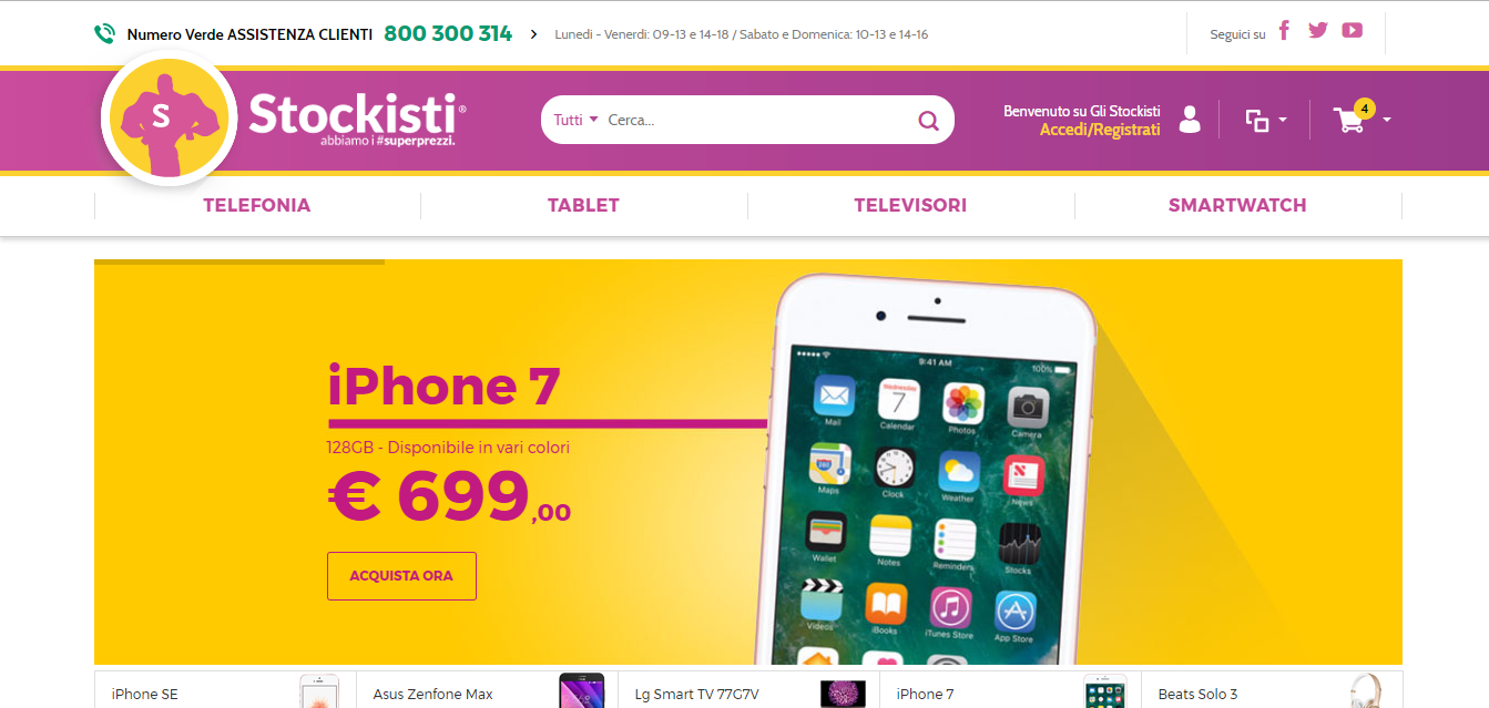 La ex Home page del sito de "Gli Stockisti"