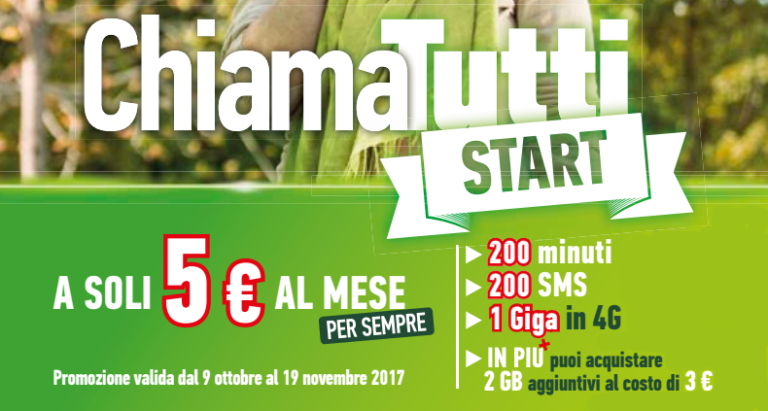 ChiamaTutti Start di Coop Voce torna il 9 ottobre: 200 minuti, 200 SMS e 1GB a 5€