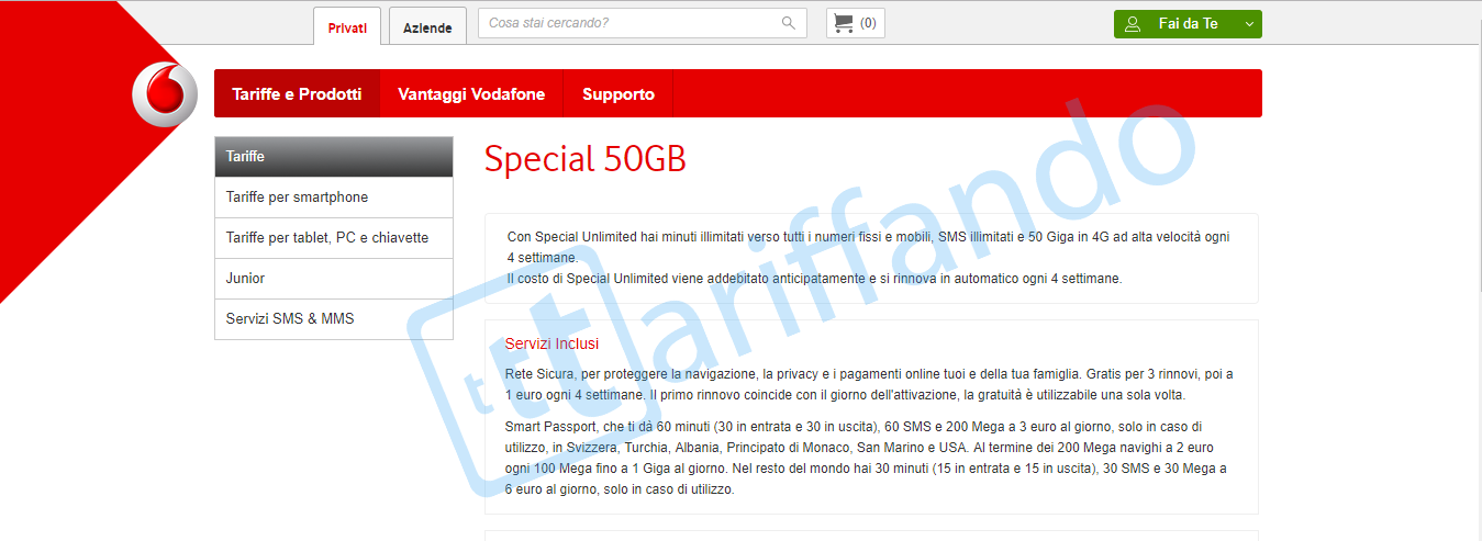 vodafone special unlimited 50gb