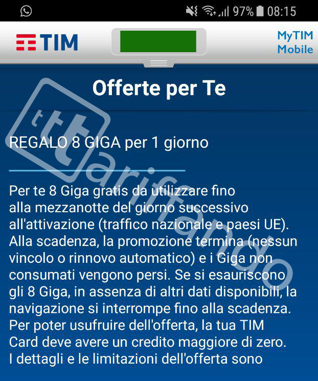 regalo 8 giga TIM