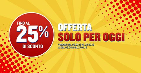 Ryanair: 25% di sconto solo oggi!