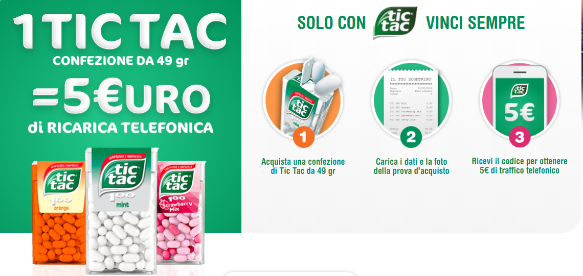 tic tac ricarica gratis