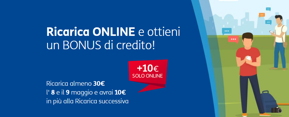 TIM: 10€ di ricarica omaggio ricaricando almeno 30€