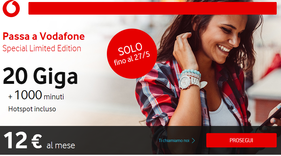 Vodafone Special Limited Edition: 1000 minuti e 20GB a 12€ – attivabile da tutti
