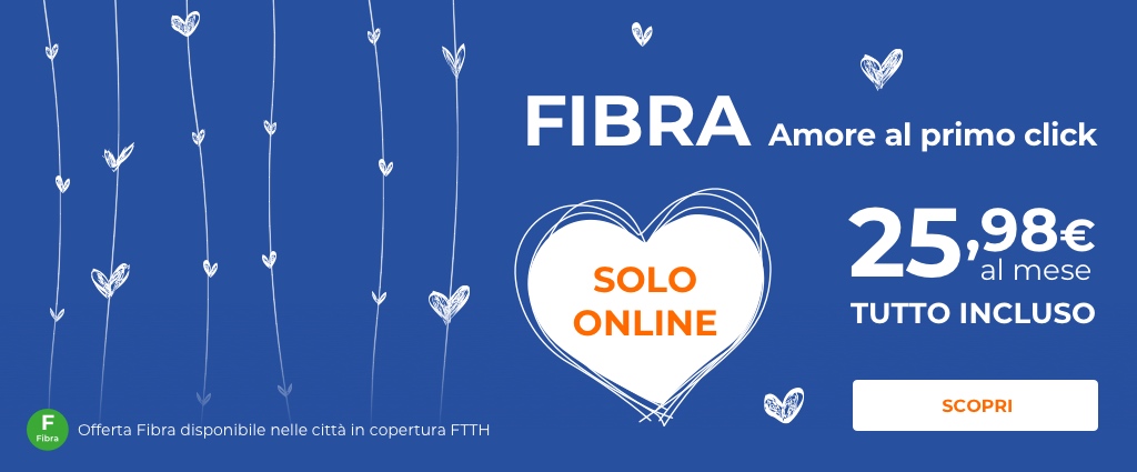 Wind Loves You: fibra 1000 a 25€ e 50GB con minuti illimitati a 9,99€ per San Valentino