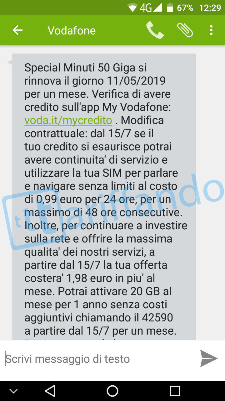 vodafone rimodulazione 15 luglio