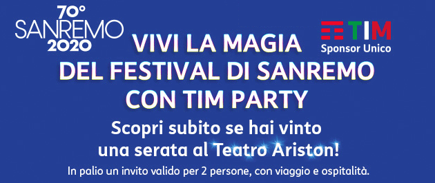 Vinci Sanremo 2020 con TIM Party: partecipa al concorso e goditi lo spettacolo!