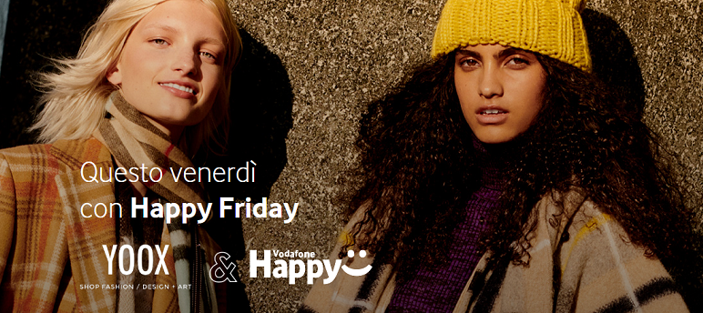 Vodafone Happy Friday: 20% di sconto sui prodotti Yoox