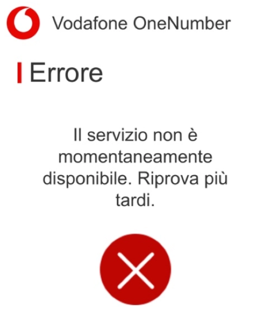 vodafone one number non funziona