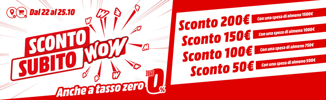 media world sconto subito wow