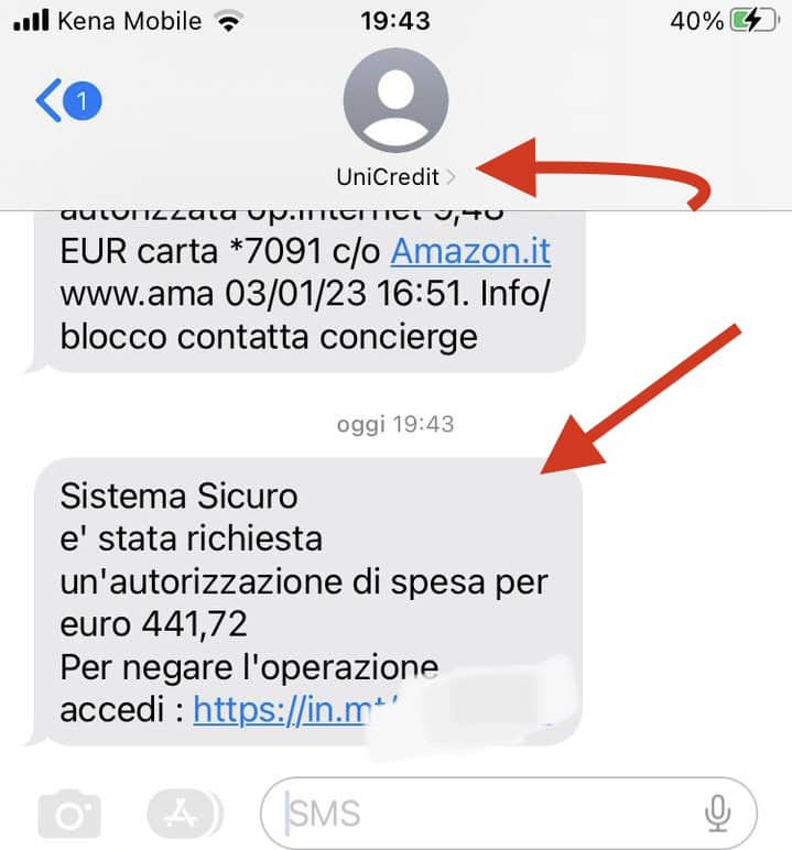 fake sms phishing