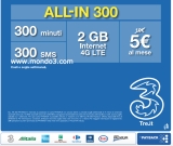 All In 300 a 5€ con 2GB e a 10€ con 5GB!