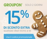 Groupon, 15% di sconto su tutto