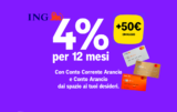 ING, 4% senza vincoli per 1 anno + 50€ OMAGGIO
