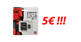 Micro SD Kingston 32GB Classe 10 a 5€ su Amazon!