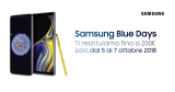 Samsung Blue Days: fino a 200€ di rimborso su Note9 e Galaxy S9