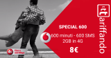 Vodafone Special 600, 600 minuti, 600 SMS e 2GB a 8€